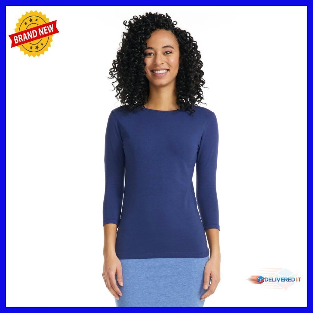 Women's 3/4 Sleeve Cotton Slim Fit Crew Neck Layering T-Shirt